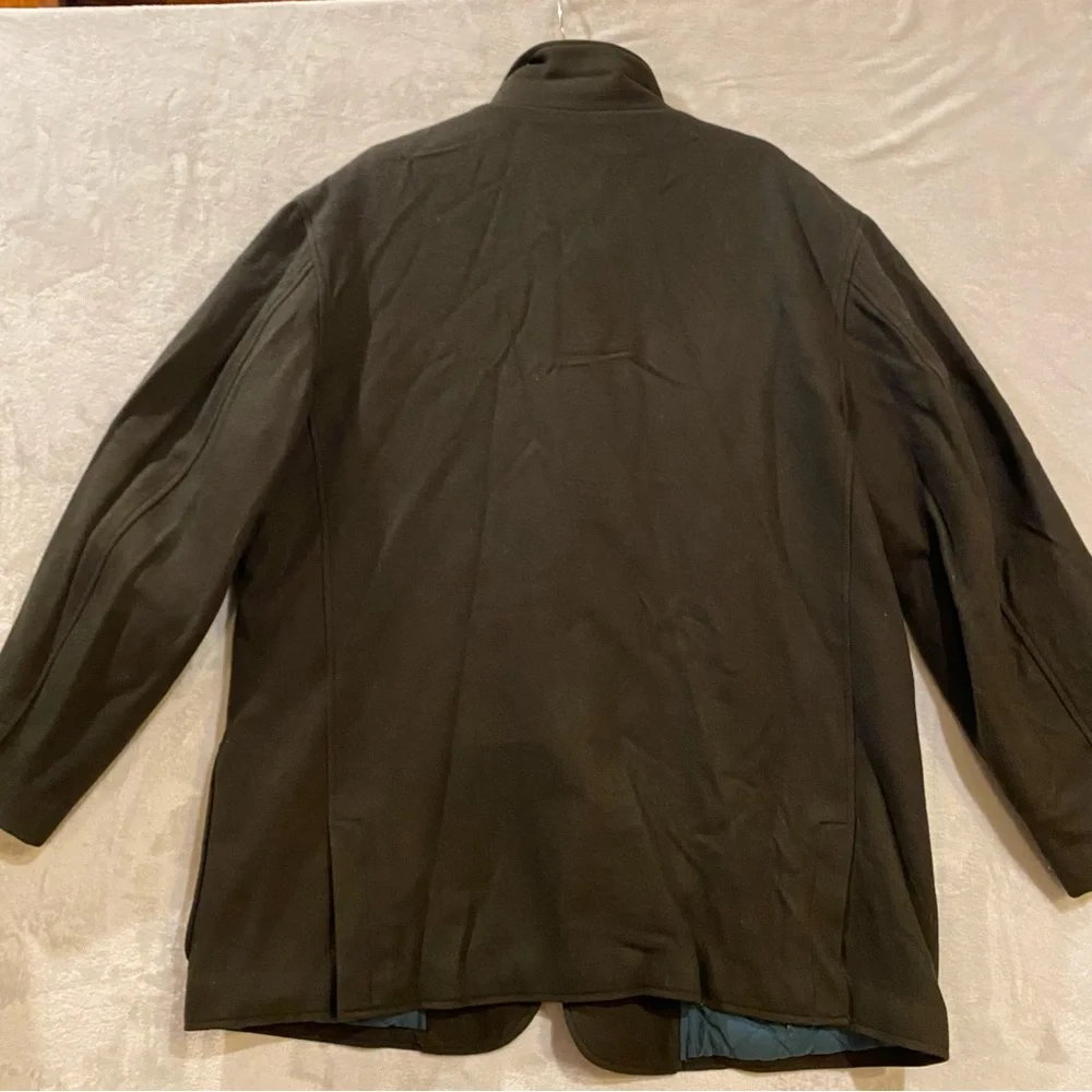 Armani Jeans Jacket Men’s XL Green Wool Blend Quilted Lining Button Down
